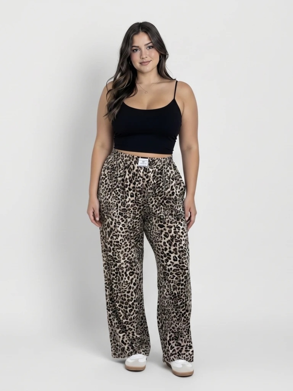 EZwear Leopard Print Wide Leg Palazzo Pants Women’s Medium